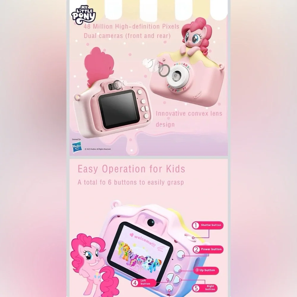 My Little Pony‎ Pinkie Pie Kids Digital Camera NIB 32GB Card Dual Camera USB